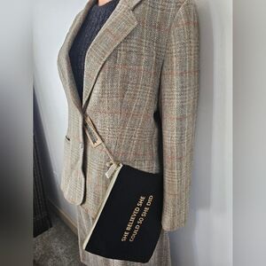 Plaid SET  Blazer & Skirt Lined Wool & Silk